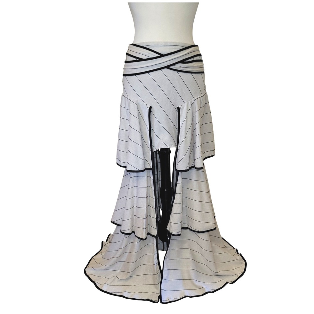 L'Atiste by Amy Ivory White 3 Tiered Flamenco Avant Garde Mini Maxi Skirt M